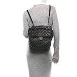 Calfskin Quilted Large Urban Spirit Backpack Black