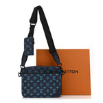 Calfskin Monogram Shadow Trio Messenger Navy River Blue