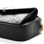 Calfskin GG Super Mini Debossed Chain Wallet Black