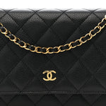Caviar Quilted Wallet on Chain WOC Black