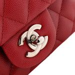 Caviar Quilted Mini Rectangular Flap Dark Red