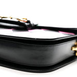 Textured Calfskin Geometric Print Horsebit 1955 Shoulder Bag Black Multicolor