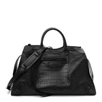Semi Matte Calfskin Crocodile Embossed Neo Classic Black Hardware Large City Black