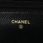 Caviar Quilted Wallet on Chain WOC Black