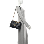 Lambskin Quilted Large Chanel 19 Flap Navy Blue