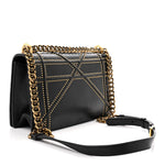 Lambskin Studded Medium Diorama Flap Bag Black
