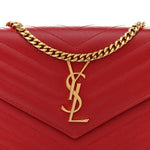 Grain De Poudre Matelasse Chevron Monogram Chain Wallet Red