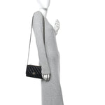 Lambskin Quilted Trendy CC Wallet On Chain WOC Black