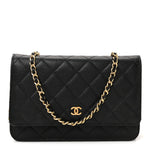 Caviar Quilted Wallet on Chain WOC Black
