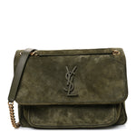Suede Monogram Medium Niki Chain Satchel Loden Green