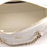 Caviar Quilted Barrel Clutch With Chain White