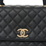 Caviar Quilted Small Coco Chain Handle Flap Black