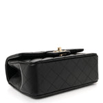 Lambskin Quilted Mini Top Handle Rectangular Flap Black