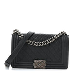 Caviar Quilted Medium Boy Flap Dark Grey
