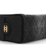 Washed Denim Quilted Mini Chanel 25 Handbag Black