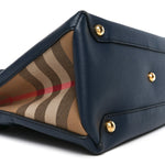 Derby Calfskin House Check Medium Banner Tote Ink Blue