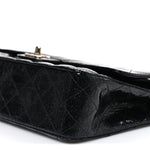 Patent Quilted Sparkle Glitter Medium Double Flap Black