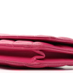 Lambskin Quilted Wallet On Chain WOC Dark Pink
