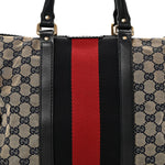 Monogram Selleria Calfskin Vintage Web Medium Boston Beige Blue