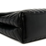 Calfskin Y Quilted Monogram Medium Loulou Chain Satchel Black