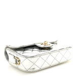 Mirror Calfskin Metallic Calfskin Quilted Hollywood Boulevard Mini Flap With Star Coin Purse Silver