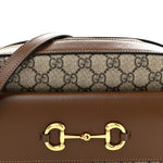 GG Supreme Monogram Small Horsebit 1955 Shoulder Bag Beige Brown Sugar