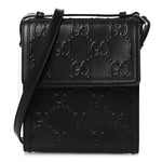 Calfskin GG Tennis Embossed Messenger Bag Black
