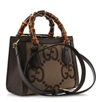 Monogram Jumbo GG Textured Dollar Calfskin Mini Diana Tote Bag Camel Ebony New Acero