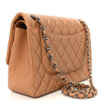 Caviar Quilted Jumbo Double Flap Dark Beige
