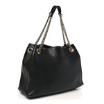 Pebbled Calfskin Medium Soho Chain Shoulder Bag Black