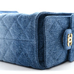 Washed Denim Quilted Mini Chanel 25 Handbag Blue
