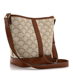 Triomphe Canvas Calfskin Small Bucket Bag White