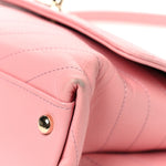 Grained Calfskin Small Chevron Chic Top Handle Flap Pink