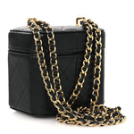 Lambskin Quilted Vanity Clutch With Chain Black
