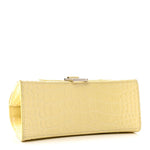 Calfskin Crocodile Embossed Small Hourglass Top Handle Bag Pale Yellow