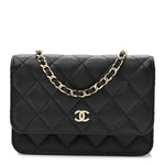 Caviar Quilted Mini Wallet On Chain WOC Black