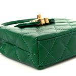 Shiny Aged Calfskin Quilted Mini Nano Kelly Shopper Green