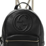Pebbled Calfskin Soho Chain Backpack Black