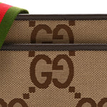 Monogram Jumbo GG Textured Dollar Calfskin Web Mini Crossbody Bag Camel Ebony New Acero