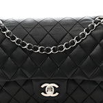 Lambskin Quilted Medium Double Flap Black