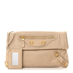 Agneau Giant 21 Gold Hardware Envelope Clutch Sahara