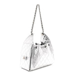 Metallic Caviar Quilted Small Chanel 25 Handbag Silver