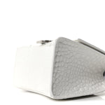 Shiny Calfskin Crocodile Embossed Small Hourglass Top Handle Bag White