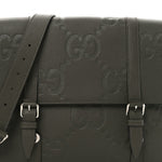 Piuma Calfskin Jumbo GG Embossed Double Buckle Medium Messenger Bag Dark Vintage Olive