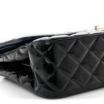 Patent Quilted Jumbo Double Flap Dark Blue