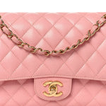 Caviar Quilted Medium Double Flap Pink