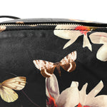 Lambskin Magnolia and Moth Print Mini Pandora Black