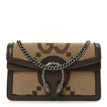 Monogram Jumbo GG Textured Dollar Calfskin Super Mini Dionysus Shoulder Bag Camel Ebony New Acero