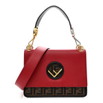 Vitello Century F is Fendi Bi-Color FF 1974 Embossed Kan I Shoulder Bag Fragola Maya Black