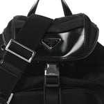 Nylon Brushed Calfskin Mini Sling Backpack  Black